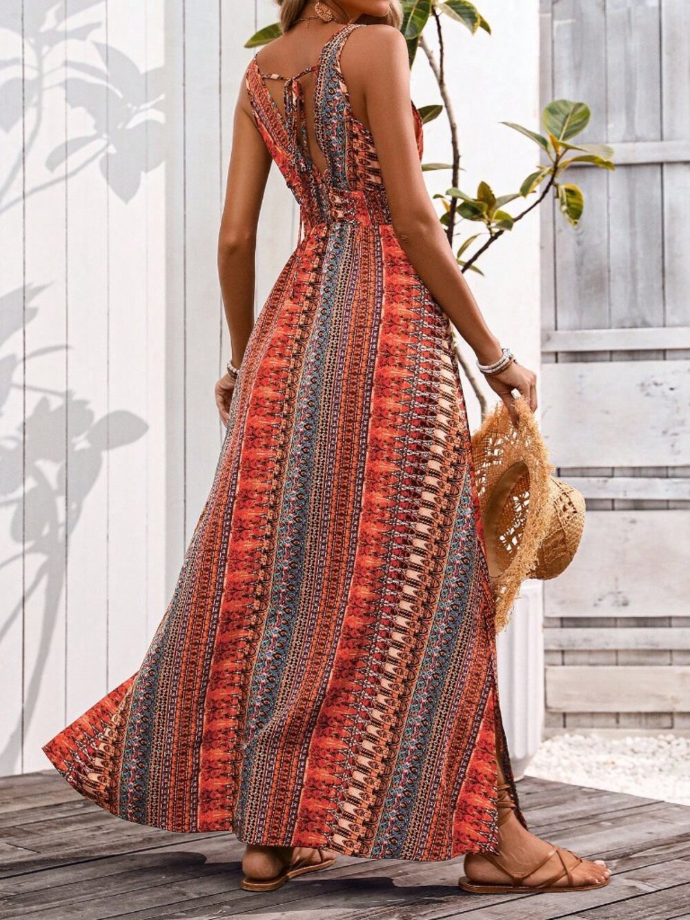 Multicolor Boho  Women's Casual Hawaiian Vacation Beach Maxi Dress - Picture 2 of 6